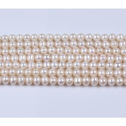 9-10mm Natural White Potato Shape Freshwater Pearls Bread Strand