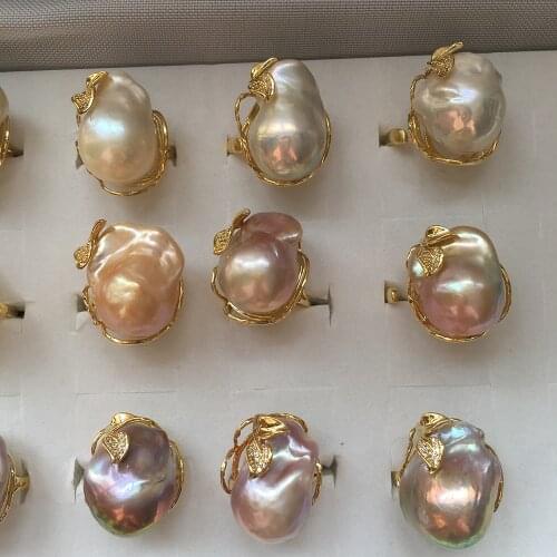Drop free shipping,100% NATURE BAROQUE FRESHWATER PEARL RING made of 925 silver, big baroque pearl ring .35 MMX23 MM BIG RING