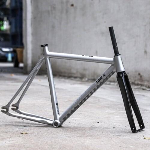 Song&Friends TOW-X Cracked Silver 700c 6061 Aluminum Fixed Gear Frame Carbon Fork Transition Diameter 55cm High Quality Frameset