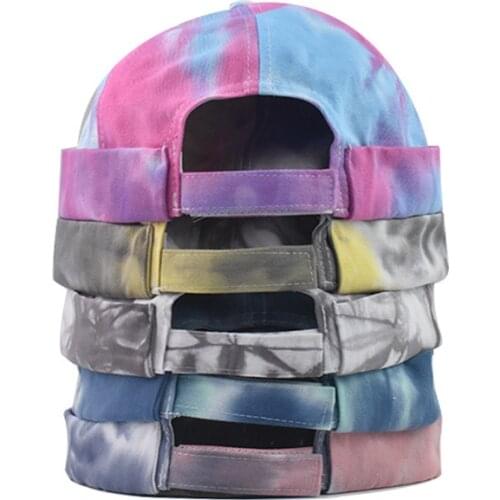 Tie Dye Adjustable Outdoor No Visor Melon Cap Hip Hop Spring Summer Brimless Fashion New Unisex Skull Cap Men Beanie