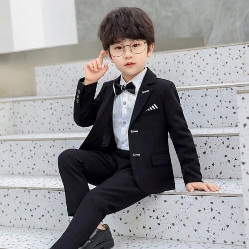 Flower Boys Formal Jacket + Pants 2PCS Suit School Kids Weddings Party Tuxedos Prince Boys Gentlemen Birthday Dress Costume