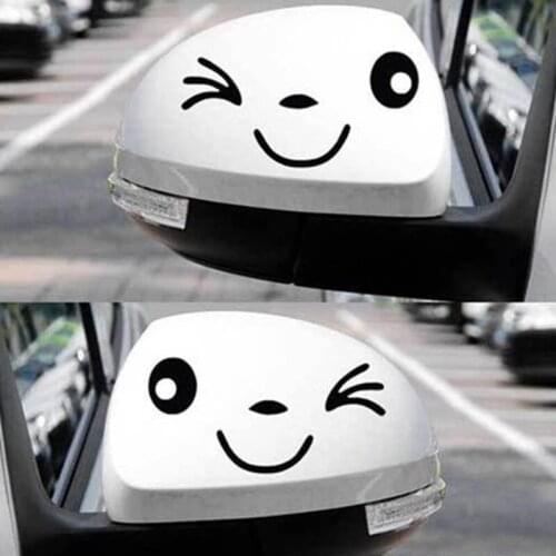 Reflective cute smile car sticker rearview mirror sticker car styling Cartoon smiling eye face sticker Decal for all cars 4.8