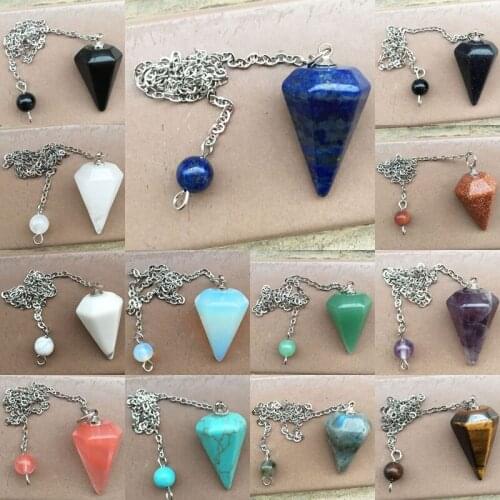 Tigers Eye Lapis Lazuli Opal Carnelian Aventurine Goldstone Labradoride Crystal Howlite Blue Sand Pendulum Pendant Bead WB790