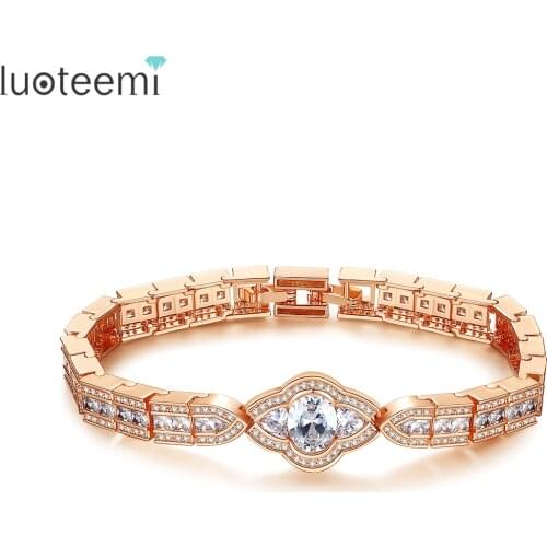 LUOTEEMI High Quality Thick Teenis Bracelet for Women Flower Shape Cubic Zirconia Armbandjes Dames Wholesale Items for Monther
