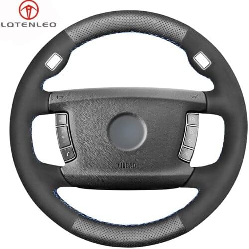 LQTENLEO Black Genuine Leather Car Steering Wheel Cover for BMW 7 Series E65 E66 730Li 740Li 745Li 750Li 755ih 760Li 2001-2008