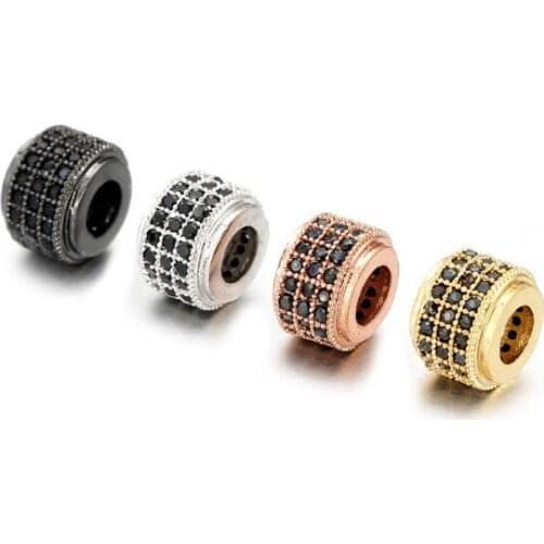 0.6*0.6cm tube spacer micro pave cz zircon cubic zirconia beads metal Crystal bracelet DIY making silver gold plated dg534