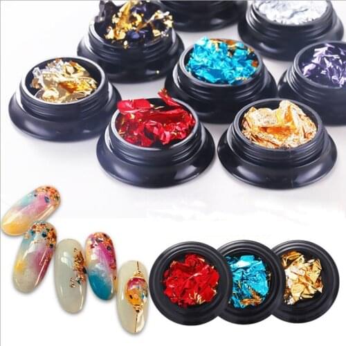 1box Nail Art Gold Silver Paillette Flake Chip Foil DIY Acrylic UV Gel to apply on natural or artificial nails 8 color