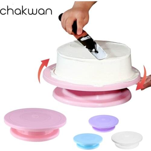 10 Inch DIY Cake Turntable Baking Tools Plastic Round Cake Rotary Plate Cake Decorating Tools Kitchen Table Rotating Cake Stand