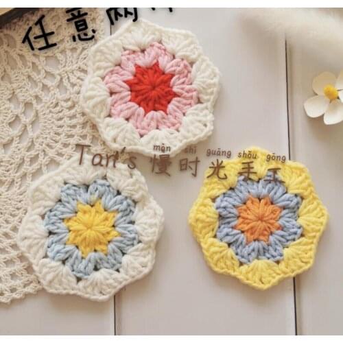 10cm Flower Crochet Coaster Placemat Cup Pad Tea Coffee Mat Kitchen Table Mats Desk Decor Wedding Gift