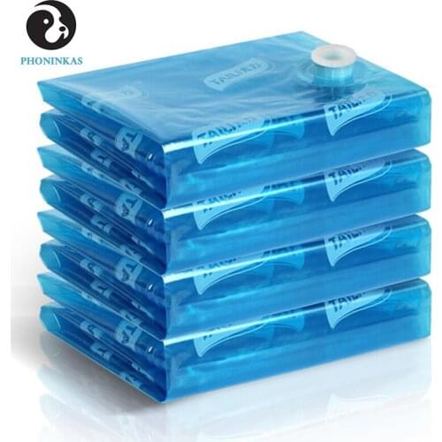 110*100cm 4pcs Blue Vacuum Bags For Clothes Closet Clothing Organizer Seal Bag Plastic Space Saving Compression Bag