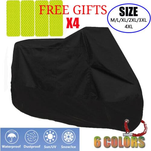 190T Black Lock-holes Design Waterproof Motorcycle Covers Winter Motors Dust Rain Snow UV Protector Cover Indoor Outdoor M-4XL