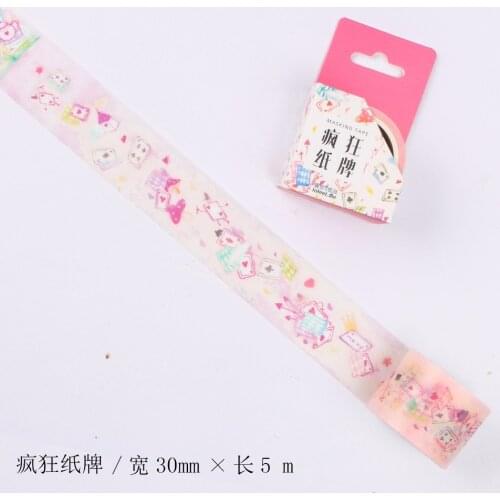 30mm Wide Crazy Playing Cards Fairy Tale Fantasy Decoration Washi Tape DIY Planner Scrapbooking Diary Masking Tape Escolar