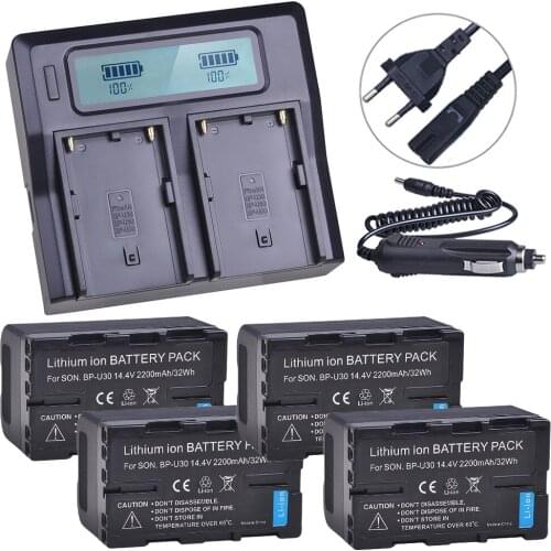4pc BP-U30 BPU30 BP U30 Camera Battery+LCD Quick Charger For Sony BP U30 U60 U90 XDCAM EX PMW 100 150 160 200 PMW EX1 EX3 F3 F3K
