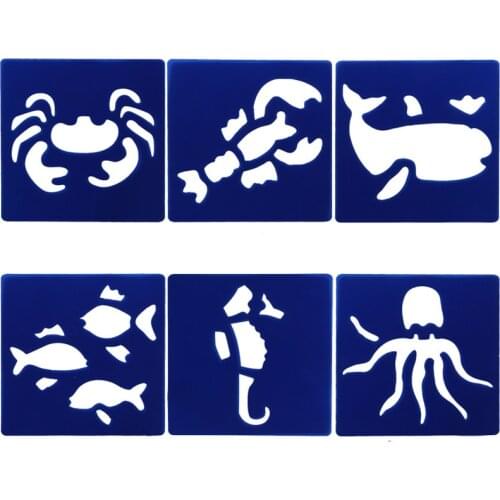 6PCS Deep sea animal pvc Layering Stencils for DIY Scrapbooking/photo album Decorative Embossing DIY Paper Cards Crafts