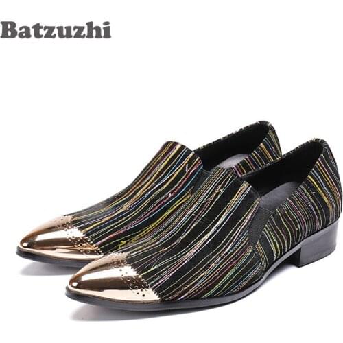 Batzuzhi Hot Luxury Mens Shoes Metal Pointed Toe Genuine Leather Shoes Calzado Hombre Oxford Shoes for Men Business and Party