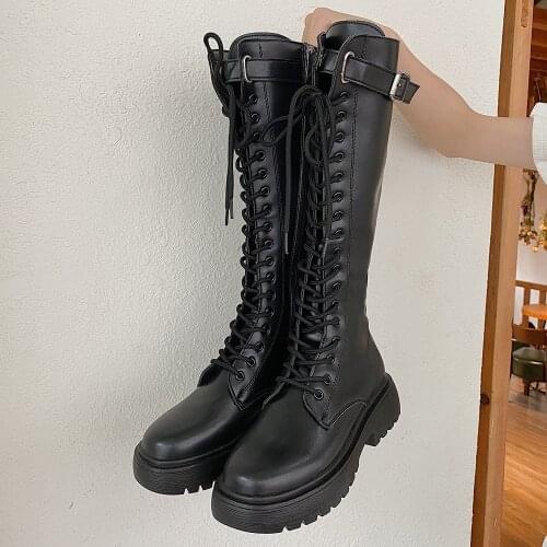 2021 New Thicken Winter Knight Boots Women Knee High Long Square Heel Boots Retro Thick Boots Black White Rubber Boots for Women