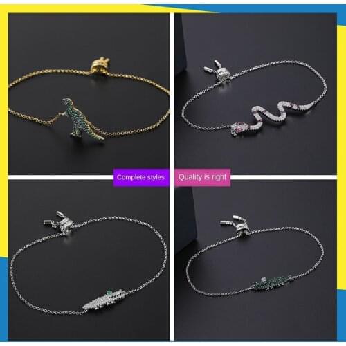 New crocodile dinosaur serpentine inlaid diamond bracelet trend retractable jewelry ladies brand jewelry Exquisite Charms