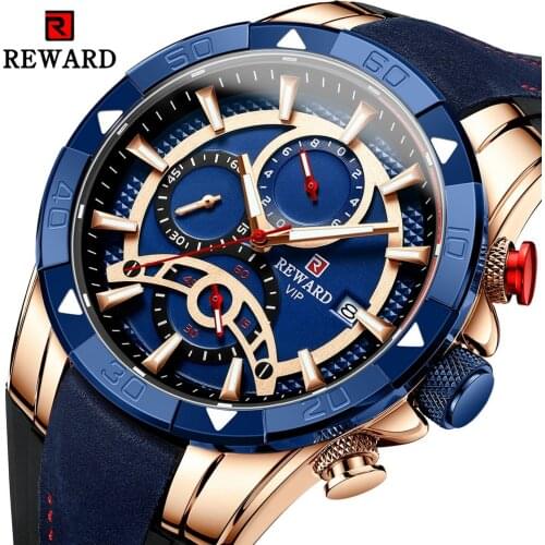 REWARD Mens Quartz Wrist Watches Top Brand Luxury 2021 Fashion Analog Waterproof Watches Clock Leather&Silicone Strap Relogio