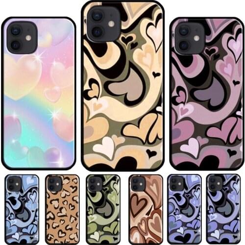 Purple Heart Swirl Aesthetic Phone Case For Apple iPhone 11 Pro Max 12 mini X XR XS Max 8 7 Plus SE 2020 Cover Shell