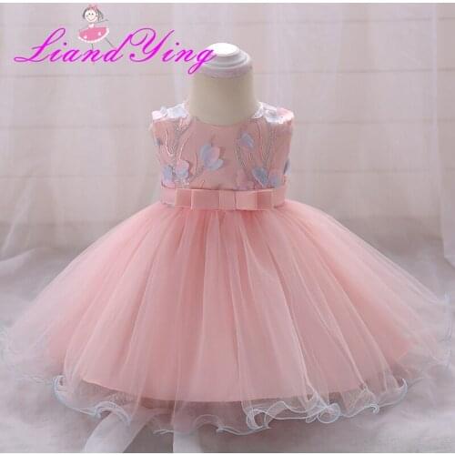 Flower Baby Girl 1 Year Birthday Party Dress Kids Clothes Girl Infant Party Baby Baptism Christening Gowns Dress