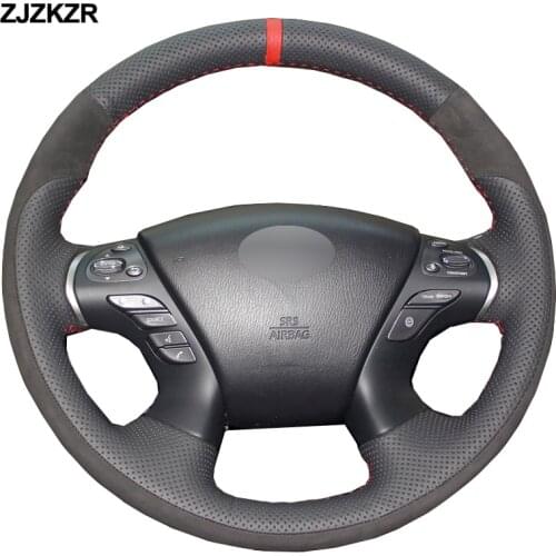 DIY Hand Sewing Car Steering Wheel Cover Suede Cow Leather For Infiniti JX35 M M25 M35 M37 M56 Q70 QX60 Nissan Murano Pathfinder