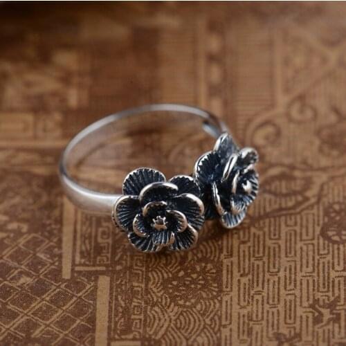 Sterling Silver Ring S925 sterling silver silver flower style classic female models of simple style atmosphere