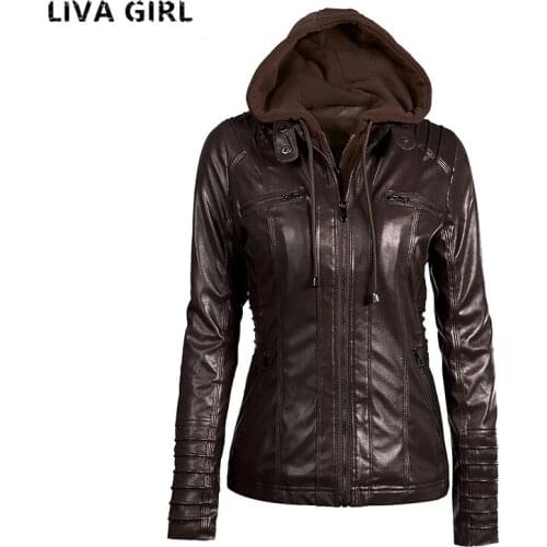 Liva Girl Leather Jacket Women Plus Size 7XL Winter Female Coat Detachable Hat Jaqueta De Couro Feminino Abrigo Mujer YP70738