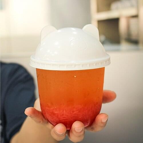 50pcs Net red U shape cute plastic cups birthday party favors drinking juice bubble tea coffee cup pudding dessert cup with lid