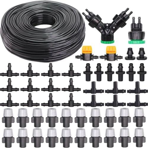 Greenhouse Micro Drip Irrigation Watering Kit System 1/4''Automatic Garden Self Water Flower Lawn Adjustable Dripper Atomizer