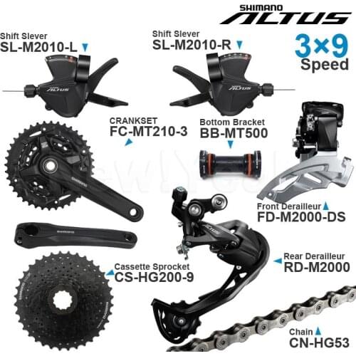 Shimano altus 3x9v Groupset with M2010 Shifter Chain M2000 Front/Rear Derailleur MT210 CRANKSET Cassette Sprocket BB ORIGINAL