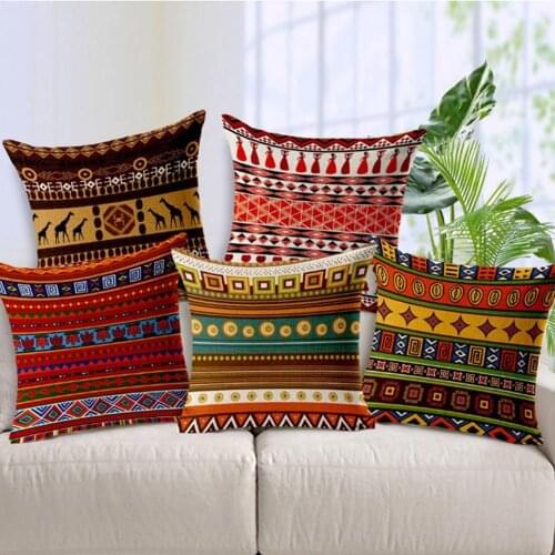 New Retro Pillow Case African Ethnic Stripes Bohemian Print Pillow Sofa Bed Home Decor Pillowcase Bedroom Cushion Cover