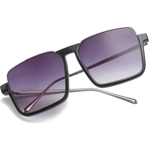 New unisex metal half-frame flat mirror anti-blue glasses trend fashion retro sunglasses driving model catwalk glasses