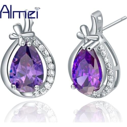 New Silver Crystal Cute Stud Earrings For Women Zirconia Fashion Charm High Quality Anel Small Wholesale Bijuterias Brincos R745