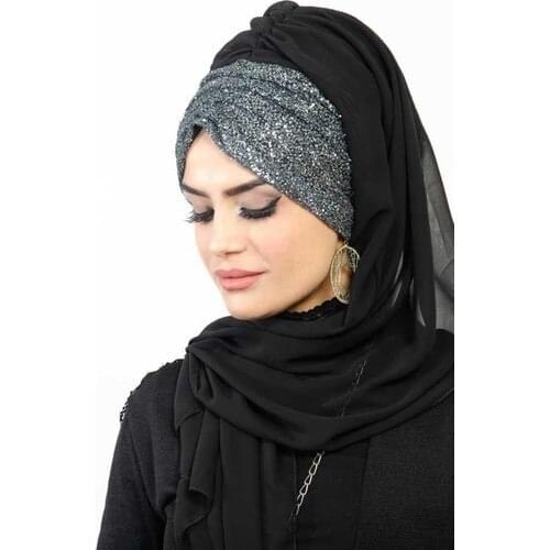 2021 New Season Turkey Wedding Stylish Islam Muslim Hijab Scally Flowy Shinny Evening Scarf Dress İslamic İnner Hijab Cover Luxury Fashion Stylish And Elegant Design Trend Products For Women