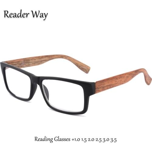 Retro Men Women Reading Glasses 1.0 1.5 2.0 2.5 3.0 3.5 Durable Plastic Frame Imitation Wood Design Presbyopic Eyeglasses Unisex