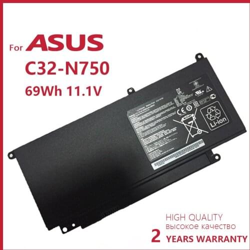 Genuine new 32-N750 Laptop battery For ASUS N750 N750J N750JK N750JV N750Y47JK-SL N750Y47JV-SL 11.1V 6260mAh/69WH batteria