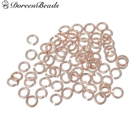 DoreenBeads Brass Opened Jump Rings Findings Round rose gold color 4mm( 1/8") Dia, 500 PCs