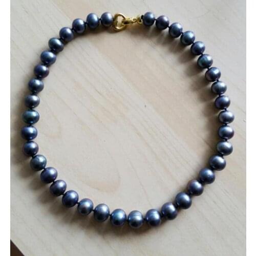 Wedding Women Jewelry Necklace 11-13mm Black Gray Mixed Color Natural Freshwater Pearl Choker