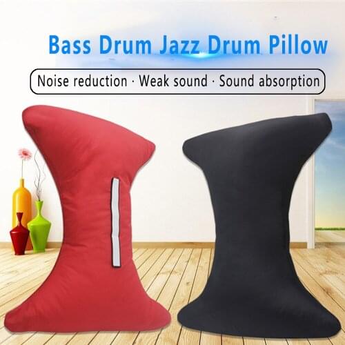M MBAT Bass Drum Pillow Mute Pad Damper Jazz Drum Muffling Tool Fiber Drum Pillow Percussion Instrument Accessories Black Red