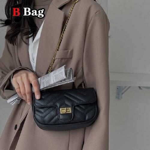 Simple Small PU Leather Underarm Bags For Women 2020 summer New Luxury Trend Shoulder Bags Handbags Branded Designer Chain Bag
