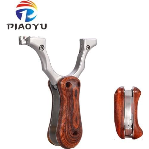 New Stainless Steel Folding Slingshot Portable Flat Rubber Band No-binding Design Fiber Optic Sight Outdoor Shooting Slingshot