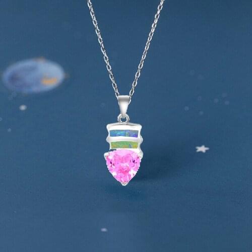 Retail Wholesale Purple fire Opal Silver Stamped Necklace Pendants fashion jewelry Party Anniversary OP415