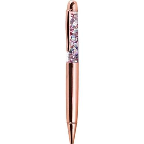 Luxury 1.0mm Metal Bling Sequin Ballpoint Pen Signature Writing Pens Black Ink School Office Stationery Gift