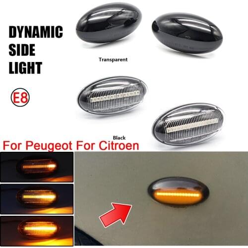 LED Dynamic Turn Signal Light For Peugeot 307 206 407 107 607 Citroen C1 C2 C3 C5 Flowing Water Side Marker Indicator Light