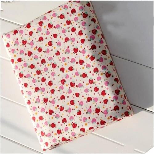 Syunss Lovely Strawberry Printed Cotton Fabric DIY Tissue Patchwork Telas Sewing Baby Toy Bedding Quilting Textile Tecido