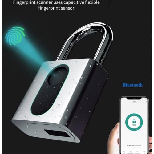 USB Rechargeable Smart Keyless Fingerprint Lock IP66 Waterproof Anti-Theft Security Padlock Door Luggage Case Lock