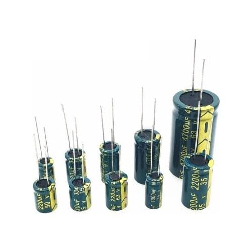 2-100pcs 10V 16V 25V 35V 50V 100V 400V 20% High Frequency Capacitor 100UF 220UF 330UF 470UF 680UF 1000UF 1500UF 2200UF 3300UF