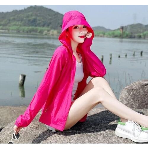 Sun Protection Clothing Women Short 2021 New Summer Anti-Ultraviolet Outdoor Hooded Thin Long-Sleeved Jacket Female Beachwear314