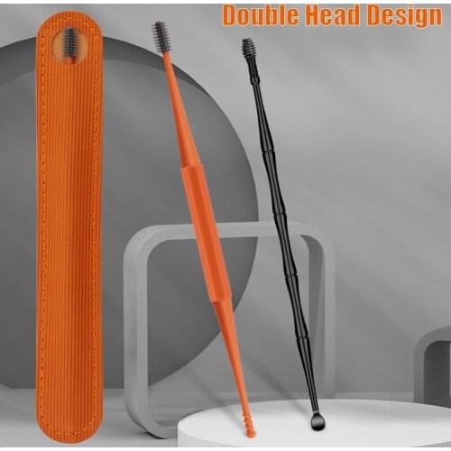 1 set Ear Cleaner Spoon Soft Silicone Ear Pick Double-ended Earpick Ear Wax Curette Remover Spiral Ear Clean Tool Spiral Design