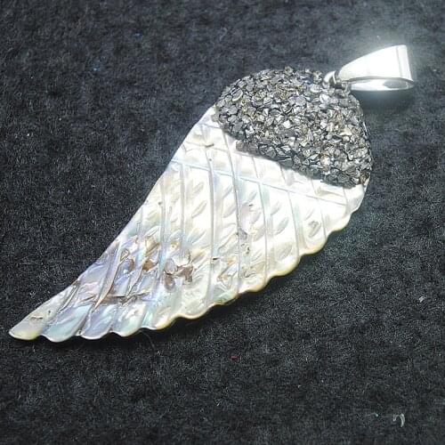 1pc Mother of pearl pendants natural shell pendant wing shape with golden colors selling items diy jewelry finding top selling